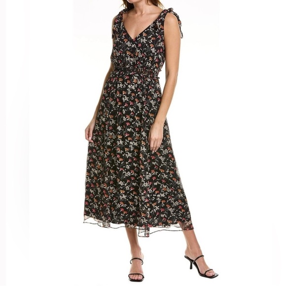 Joie Dresses & Skirts - Joie Huntlie Floral Silk Midi Dress in Caviar Black Sz 4